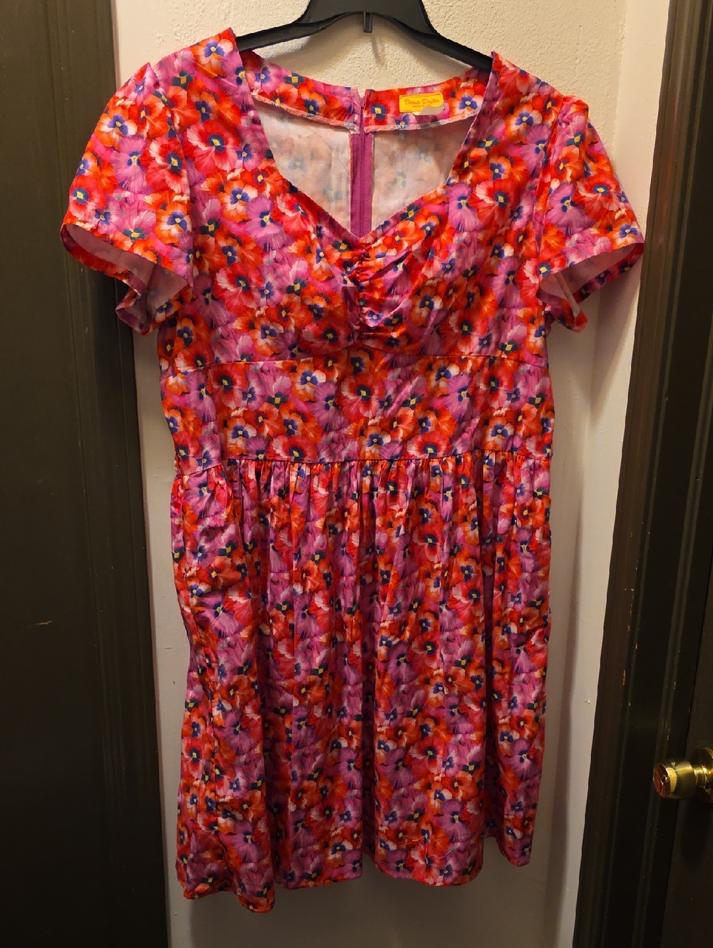 Bernie Dexter Pink & Orange Poppy Print Woman's 4X Dress NWOT